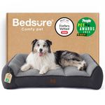 Bedsure XL Orthopedic Dog Beds Large - 106x76cm Extra Thick Supportive Dogs Sofa with Waterproof Washable Cover, Extra Large Pet Bed Sofa with Soft Plush Sherpa and Nonskid Bottom, Dark Grey