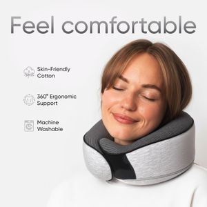 Proglobe Memory Foam Travel Pillow – Grey Neck Support Cushion