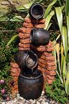 Primrose 119cm Regal 4 Tier Oil Jar Brick Wall Cascade Outdoor Water Feature with LED Lights