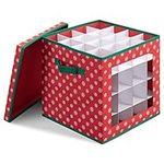 Navaris Christmas Bauble Storage Box - X-Mas Tree Decorations Ornaments Baubles Storage Container with Festive Design - for 64 Baubles and Decorations