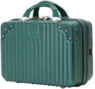 DIYA SALES Portable Makeup Travel Case Hand Luggage, Mini ABS Carrying Makeup Case Suitcase with Elastic Band, Small Hard Shell Cosmetic Case for Travel Camping Women Girls (DARK&GREEN)