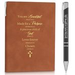 Tenare Leather Bible Verse Prayer Journal with Ballpoint Pen Christian Gift Scripture Religious Gift Birthday Gift Leather Notebook for Women Men