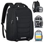 Professional Camera Backpack Anti-Theft Waterproof Camera Bag Laptop Backpack 15.6 Inch with Tripod Holder Rain Cover for Canon/Nikon/Sony Travel Hiking Camera Case for Women Men Photographer, Black