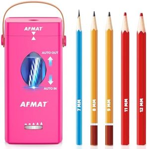 AFMAT Electric Pencil Sharpener, Fully Automatic Pencil Sharpener for 6-12mm No.2/Jumbo Pencils, Auto in & Out, 5 Sharpness Modes, Rechargeable Heavy Duty Sharpeners for Classroom/Home/Office PSC7