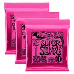 Ernie Ball 2223 Nickel Super Slinky Custom Gauge Electric Guitar Strings Regular - 3 Pack (Standard)