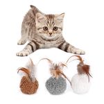 Andiker 3 Pieces Cat Toys Ball with Bell, Plush Feather Kitten Balls for Cat Indoor Interactive Chasing Toys