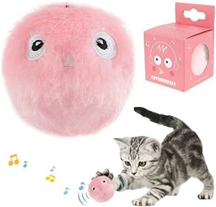 Relax love Jouet pour Chat interactif, avec Les cris des Oiseaux, Grenouilles et grillons, Balles pour Chats en Peluche chasser(Rose (Bruit des Oiseaux))