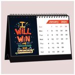 Jhingalala Calendars | Motivational Quotes Printed Table 2024 Calendar With Planner For Home and Office | 12 Month Table Planner With New Year Calendar | Size 20 x 14 Cm, Wiro Binding