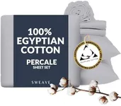 Sweave 100% Egyptian Cotton Percale Sheets Split King Size - Genuine Luxurious 400 Thread Count - Naturally Crisp, Breathable, Skin-Friendly & Cooling - Softer After Each Wash -Oeko-TEX Certified Giza