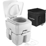 Alpcour Portable Toilet ‚ Compact Indoor & Outdoor Commode w/Travel Bag for Camping, RV, Boat & More ‚ Piston Pump Flush, 5.3 Gallon Waste Tank, Built-In Pour Spout & Washing Sprayer for Easy Cleanin