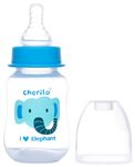 Cherilo Anti-Colic Baby Feeding Bottle for New Born Baby Milk Bottle with Handle for Kids 0 to 3 years with Ultra Soft Grooved Silicone Nipples, Ergonomic, BPA Free, 100% Food Grade, Leak-Proof | Funny Elephant Style (125 ml)