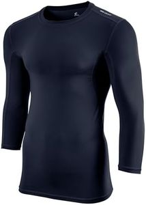 Champro Men's Standard Compression Three-Quarter Sleeve Shirt, Navy, Medium