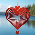 Royalkart Wind Spinners Outdoor Metal |Red Heart Wind Spinner Love |3D Kinetic Wind Spinners |Yard Ornaments Outdoors Wind Spinner Decorations