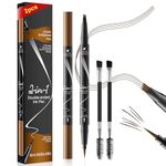 Microblading Eyebrow Pen - Waterproof 2-in-1 Dual-Ended Eye Brow Pen with 4-Fork-Tip Brow Pen and Precise Brush Create Natural Looking Defined Eyebrows Last All Day