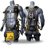 KwikSafety - Charlotte, NC - TYPHOON DiamondBACK Safety Harness [BACK SUPPORT + TONGUE BUCKLES] ANSI OSHA Premium 3 D-Ring Fall Protection Black Full Body Fall Arrest Construction Roofing Gear