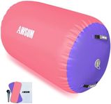 AWSUM 4ft L x 2.5ft Diam Gymnastics Barrel Air Roller Inflatable Tumbling Mat Back Handspring Trainer for Octagon Mat Gym Gymnastics Equipment，No Electric Pump Pink/Purple