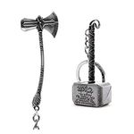 Mistazzo Metal Multicolor Marvel Avengers Infinity War Thor Axe-Hammer & Mjolnir- Hammer Stormbreaker Key Case (Pack Of 2 Keychains)