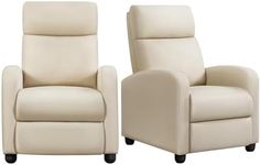 Yaheetech Recliner Armchair Single Padded Fabric Seat Sofa Lounge Home Living Room Theater Adjustable Leg Rest and Reclining Functions 2PCS Beige