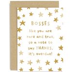 Old English Co. Boss Thank You Card - Gift for Boss - Leaving, Farewell, Retirement Card for Boss - Card for Him or Her - Sentimental Keepsake Card for Men and Women | Blank Inside