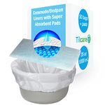 Commode Liners with Super Absorbent Pads Pack of 50 by Tilcare - for Bedpans, Portable Toilets & Bedside Commode Chairs - Disposable Bucket Liners for Hospital, Home - Absorb up to 35 oz /1000ml