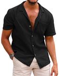 COOFANDY Mens Casual Button Down Shirt Linen Beach Shirts Tropical Holiday Shirts