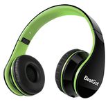 BestGot Kids Headphones for Childrens Wired with Microphone with Detachable 3.5mm Cable (Black/Green)