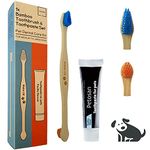 Pet Dental Care Kit for Mid-Size to Large Dogs, Double Head Bamboo Toothbrush & PETOSAN Poultry Flavour Toothpaste, Eco Friendly Soft Bristle for Healthy Teeth & Gums - Remove Plaque