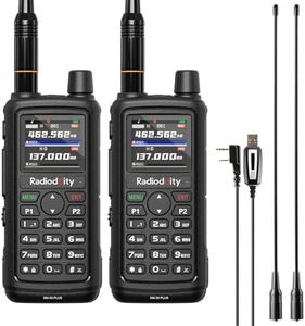 Radioddity GM-30 Plus GMRS Handheld Radio, GMRS Repeater Capable, Long Range NOAA/UHF/VHF/Airband Scanner & Receiver with 1000 Channels, GPS Tracking, Programming Cable, 15.5” ANT, 2 Pack