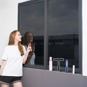 One Way Window Privacy Film with Tools, Malleable Window Tint for Home, Two Sided Protective Film, Static Cling, Removable, Reusable, Anti-UV, Anti-Glare, Heat Blocking (Black, 45.2Inch×196.9Inch)