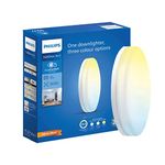 PHILIPS Full Glow 15-watt Round LED Surface Downlighter | 3 Colors in 1 Rimless LED Downlighter | LED Ceiling Light for Home and Hall | Color: Tunable White, Pack of 1