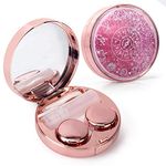 ofone Contact Lens Case, Bling Constellations Contact Cases with Tweezers Remover Tool Mirror Solution Bottle Contact Lenses Storage Container Kit for Travel (Pink)