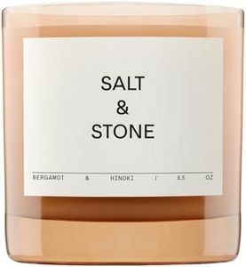 SALT & STONE Scented Candle for Women & Men | Hand-Poured, Aromatic & Fragrant | Natural Coconut & Soy Blend Wax | 100% Cotton Wick | Long-Lasting 50 Hour Burn Time (8.5 oz) (Bergamot & Hinoki)