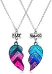 MJartoria BFF Necklace for 2-Matching Heart Best Friends Forever Rainbow Pendant Friendship Necklace Best Friend Necklaces (Blue)