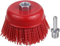 WENORA Abrasive Filament Nylon Bristle Cup Brush, 4" Nylon Cup Brush for Angle Grinder, 5/8" 11 Thread, 1/4" Drill Arbor-Remove Rust, Removal Rust Paint &Surface Prepping