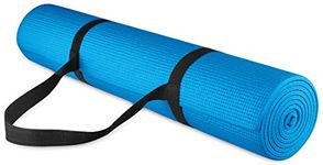 BalanceFrom All Purpose 1/4-Inch High Density Anti-Tear Exercise Yoga Mat with Carrying Strap, Blue