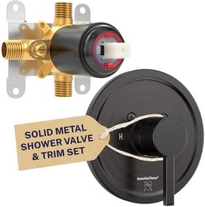 HammerHead Showers® ALL METAL Single-Handle Shower Valve and Trim Kit Oil Rubbed Bronze – Volume and Temperature Control - Rough-In Shower Trim Kit with Valve - Pressure Balance Shower Valve Included