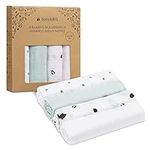 Navaris Muslin Cloths for Baby (Pack of 4) - 80 x 80 cm Squares for Burping, Blanket, Cot - Super Soft Viscose and Cotton