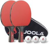 JOOLA Table Tennis Set Duo Carbon | 2 Bats + 3 Ping Pong Balls + 1 Case, Black/red, 6 Pieces