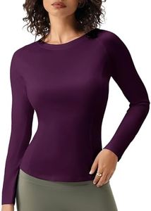SPVISE Maroon Women's Compression Shirts Long Sleeve Athletic Tops Sun Protection Dry Fit Yoga Running Exercise Under Shirt