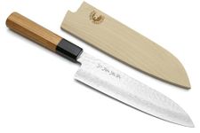 Yoshihiro VG-10 46 Layers Hammered Damascus Santoku Japanese Multipurpose Knife (Ambrosia Handle) (7'' (180mm))