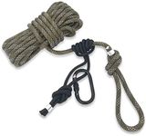 Proven Wild Treestand Lifeline Rope for Hunting (Harness Lifeline Non-Reflective with Prusik Knot and Single Carabiner) 30 feet Brown Single