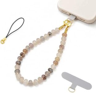 Promtyanix Phone Wrist Strap, Beaded Lanyard Keychain for Women, Natural Stone phone charm Wristlet, Cute Boho Bag Charm Accessories(Lilac Stone)