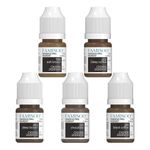 PMU Brows Pigment Tattoo Ink 5Pcs/Set Microblading Supplies for Eyebrow Tattoo or Eyeliner Permanent Makeup, Long-Lasting Non-Fading Tattoo Color Beauty Tattoo Supplies for PMU
