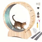 110cm/43.3" Cat Wheel for Indoor Cats, Quiet Large Cat Running Exercise Wheel with Safety Lock & 2 Detachable Carpeted Runways, Up to 25 lbs Capacity, Suitable for Most Cats Daily Fitness