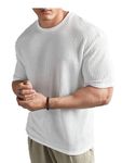 CHUGHZ Solid Self Design Oversized T-Shirt for Men - Stylish Baggy Fit, Drop Shoulder, White - Large