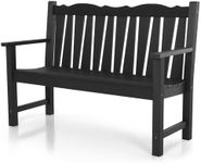 Outdoor Bench Weatherproof, 2-Person Garden Benches for Outdoors, All Weather HIPS Patio Bench Holds up to 800lbs, Never Rot or Fade, Comfort Bench for Porch, Garden, Patio, Backyard and Park, Black