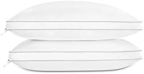 Globon Luxury Feather Down Pillow, Medium Fluffy Pillow King Size, Gusseted Bed Pillows for Sleeping, Hotel Collection Pillows 18"X34", Set of 2
