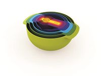 Joseph Joseph Compact Plastic Mixing Bowl, Food Prep and Measuring Set, 9-Pieces, Multicolour