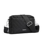 WESTBRONCO Quilted Crossbody Bags for Women Small Crossbody Purse Lightweight Shoulder Handbags with Adjustable Strap, Black, Crossbody Bag