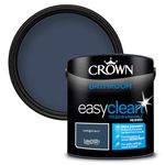 Crown Paint EASYCLEAN Midnight Navy Bathroom Paint Mid Sheen Emulsion - Washable, Mould and Condensation Resistant - Dark Blue Navy Finish - Use on Walls, Wood and Metal - Wipeable and Durable - 2.5L